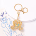 Gold Rhinestone Pumpkin Carriage Keychain Four Hearts view 4