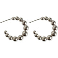 Silver Beaded Ball Hoop Earrings Graduated Metal Sphere Cuffs view 5