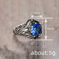 Antique Silver Filigree Blue Round Stone Cocktail Ring view 4