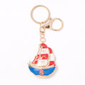 Enamel Rhinestone Sailboat Keychain Gold Clasp Fu Charm view 5