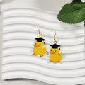 Gold Tone Graduation Duck Drop Earrings in Two Designs view 4