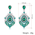 Aqua Silver Tone Green Ornate Teardrop Openwork Crystal Three Designs Metal Dangle view 2