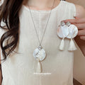 Shell Disc Shell Stud Tassel Earrings Pendant Necklaces Four view 3