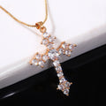 Round Stone Cross Pendant Necklace In Four Bright Colors view 2