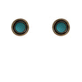 Antique Gold Teal Round Stud Earrings Beaded Black Border view 5