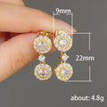 Gold Tone Double Round Clear Crystal Drop Earrings view 5