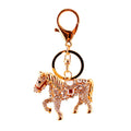 Gold Tone Rhinestone Horse Keychain With Split Ring And Lobster Clasp view 5