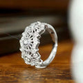 Silver Filigree Openwork CZ Wide Band Ring Sizes 6-10 view 2
