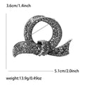 Black Crystal Looped Ribbon Brooch with Textured Details view 5