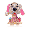 Pink Dog Crystal Two Designs Metal Brooch Pin for Jackets and Lapels view 1