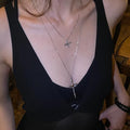 Silver Double Layer Cross Pendant Necklace Two-Piece Set view 6