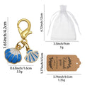 Gold Blue White Enamel Twin Seashell Lobster Clasp Charm view 2