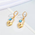 Gold Tone Evil Eye Huggie Earrings with Ten Symbolic Drop Designs view 4