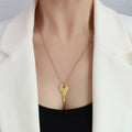 Heart Padlock Key Pendant Necklace Set Fine Cable Chain view 4