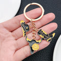 Black Gold Western Hat Boot and Floral Longhorn Keychain Pair view 3