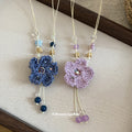 Crochet Flower Pendant Necklaces With Beads With Decorative Accents view 2