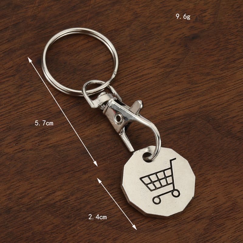 Zinc Alloy Shopping Cart Coin Token Keychain for Supermarket Trolleys