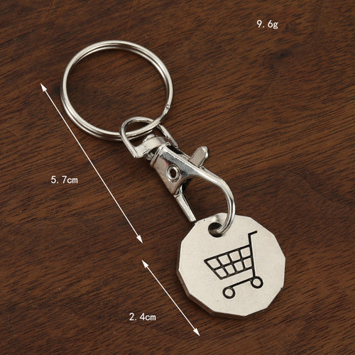 Zinc Alloy Shopping Cart Coin Token Keychain for Supermarket Trolleys