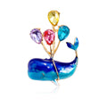 Aqua Blue Whale Two Designs Metal Brooch Pin for Jackets and Lapels view 3
