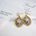 Gold Frame Floral Pearl Stud Drop Earrings Seven Styles view 8