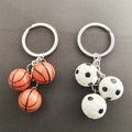 Mini Sports Ball Keychains Triple Charm Metal Ring 5 Styles view 2