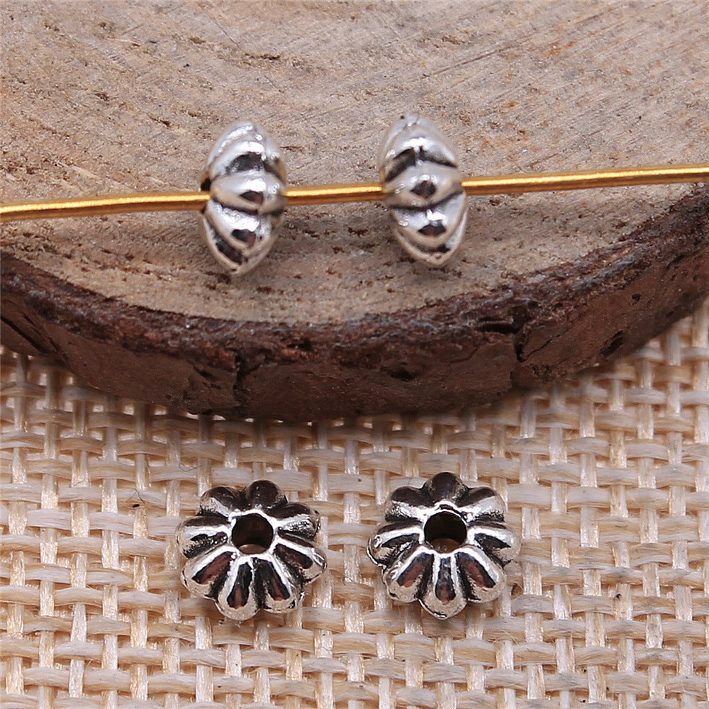 3x7mm 0.4g Antique Silver Zinc Alloy Flower Spacer Beads for DIY Bracelet Jewelry Making