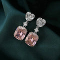 Heart And Cushion Two-Tier Drop Earrings In Three Stone Colors view 1