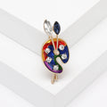 Enamel Artist Palette Brooch White Rainbow Two Styles view 7