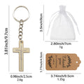Wood Jesus Cross Keychain Mixed Gold Silver Ring Set view 2