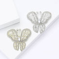 Large Crystal Butterfly Brooch in Pale Gold or Silver Tone view 4