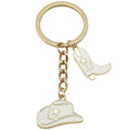 White Western Hat and Boot Star Metal Keychain Set view 5
