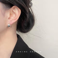 Silver Wide C Shape Half Hoop Stud Earrings Textured view 2