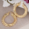 Gold Tone Twisted Rope Large Hoop Earrings Polished Metal Jewelry view 3
