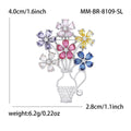 Multicolor Crystal Flower Basket Brooch Silver Or Gold view 6