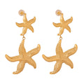 Dual Starfish Drop Earrings Textured Gold Or Steel Tone Metal view 5