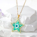 Gold Tone Star Resin Evil Eye Pendant Necklaces in Six Colors view 8