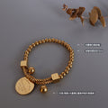 Gold Elastic Bead Bracelet Engraved Round Coin Charm Cubes Balls view 2