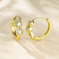 Gold Tone Triple Round Clear Stone Swirl Hoop Earrings view 2