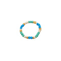 Blue Green Seed Bead Flower Necklace Bracelet Rings Four view 5