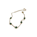 Green Square Crystal Gold Tone Delicate Chain Bracelet view 5