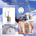 Back To School Pencil Cup Wood Print Keychain Silver Ring view 4
