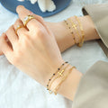 Triple Layer Cross Bracelet Paperclip Black Bead Chains view 1