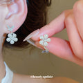 Butterfly and Floral Drop Stud Earrings in Two Styles view 4