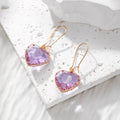 Medium Heart Faceted Glass Dangle Earrings Gold Hooks 4 Colors view 7