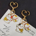 Maneki Neko Lucky Cat Enamel Keychains Heart Clips 2 Styles view 4