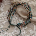 Green Gray Multistrand Bead Bracelet With Braided Cord Closure view 3