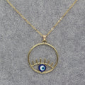 Gold Tone Oversized Round Eyelash Evil Eye Pendant Necklaces view 3
