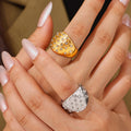 Bubble Circle Rhinestone Dome Ring Gold And Steel Tone view 3