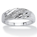 Streamlined Leaf Clear Stone Ring In Gold And Silver Tones view 2