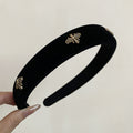 Velvet Fabric Bee Rhinestone Headband Red Black 2 Colors view 7
